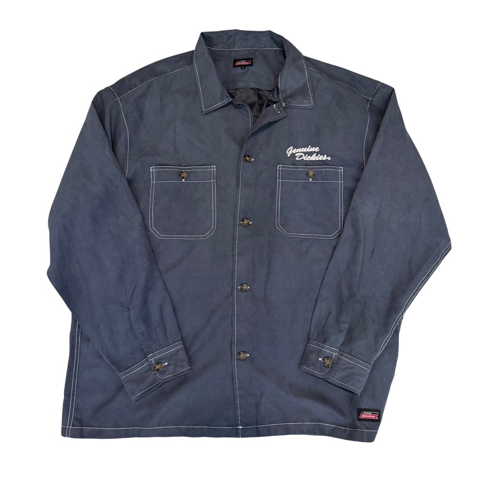Genuine Dickies Japan Faux Suede Work Shirt Jacket XL Gray Contrast Stitch